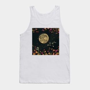 Leo Zodiac Moon FLower Night Sky Tank Top